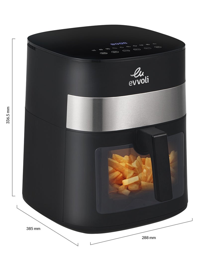 8L Air fryer With 10 Preset Programs, 1800W, Transparent Window 8 L 1700 W EVKA-AF8010T Black