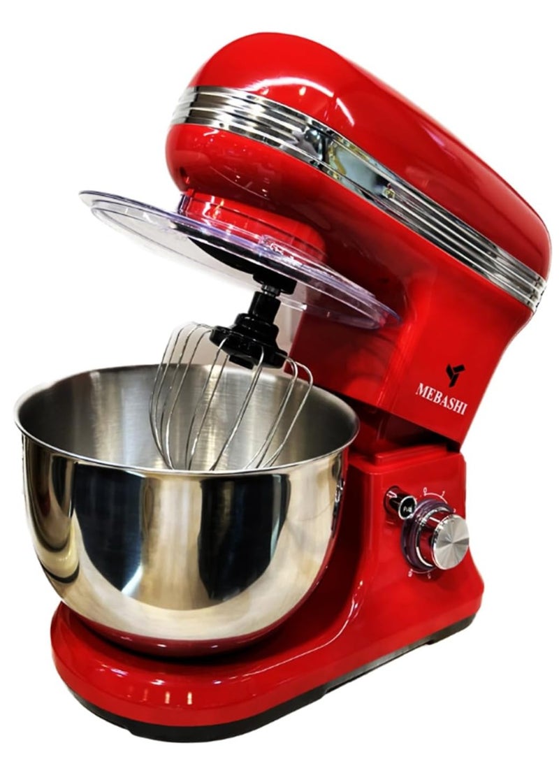 Roll over image to zoom in MEBASHI 5L Stand Bowl Mixer, 1200W, 8 Speed Levels, Stainless Steel Bowl- ME-SBM1111 (Red)