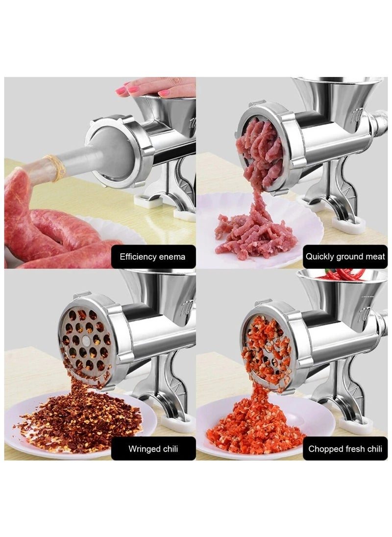 Manual Meat Grinder Hand Crank Aluminium Alloy Multifunction Grinding Machine Sausage Making Machine for Sausage Beef Chicken