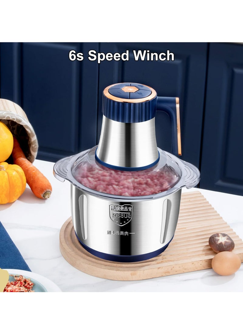 500W Meat Grinder Electric, Food Processor Onion Vegetable Garlic Chopper Electric 6 Blades 5L Robust Stainless Steel Bowl