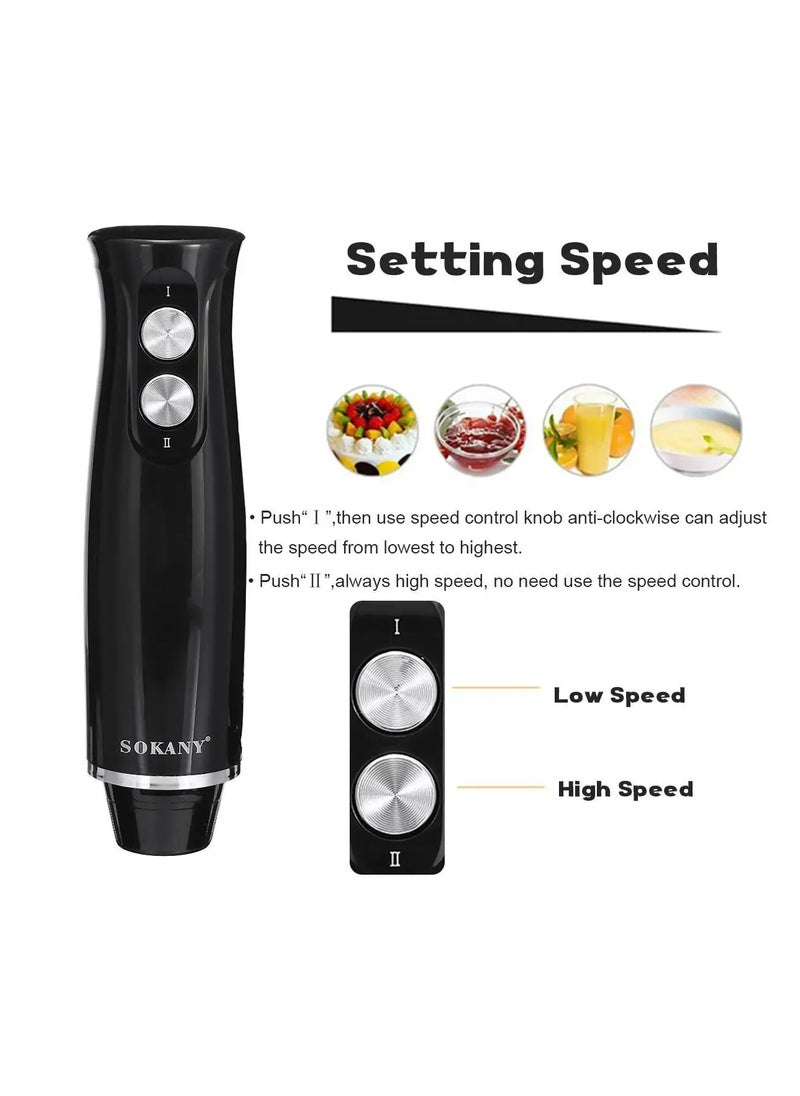 4-in-1 Hand Blender, Electric immersion blender with whisk, chopper bowl and cup for baby food, smoothies, shakes, shakes, sauces