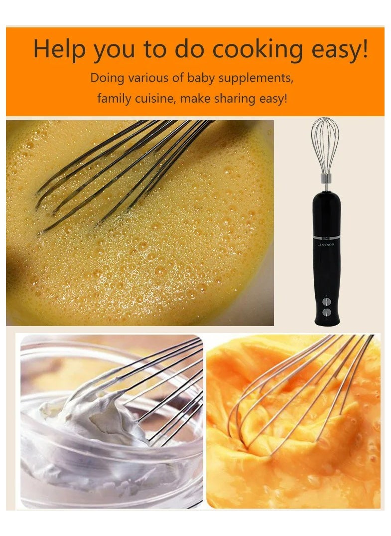 4-in-1 Hand Blender, Electric immersion blender with whisk, chopper bowl and cup for baby food, smoothies, shakes, shakes, sauces