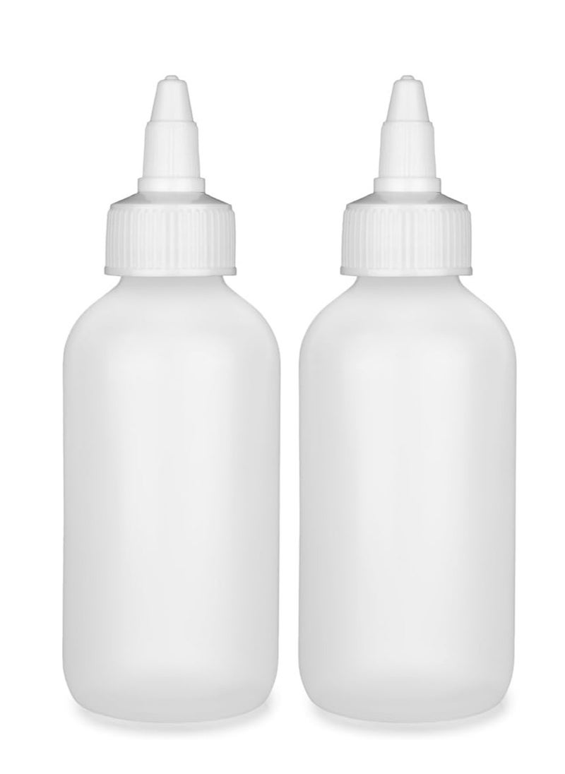 BRIGHTFROM Twist Top Applicator Bottles, Squeeze 4 OZ Empty Plastic Bottles, Refillable, Open/Close Nozzle - Multi Purpose (Pack of 2)