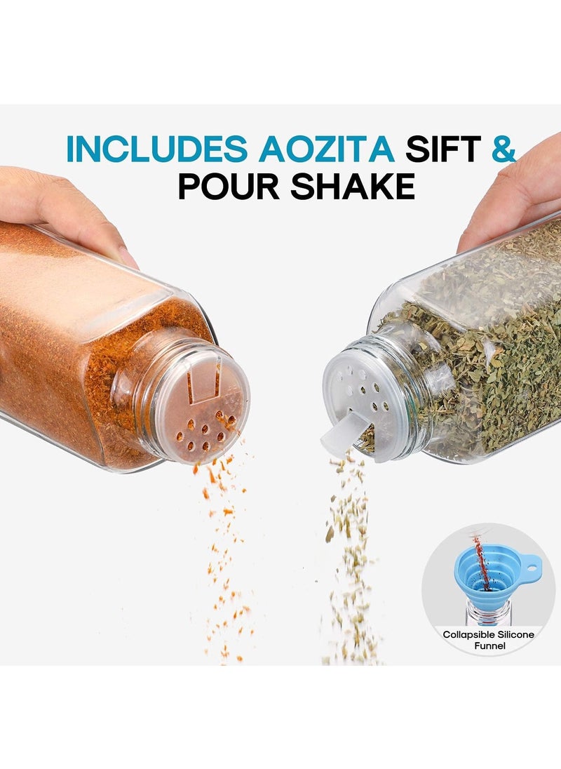 24 Piece  Transparent Glass Seasoning Bottles, Classified And Stored For Various Spices, Simple And Clear