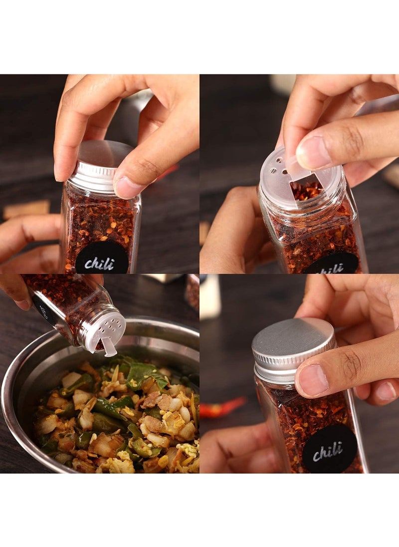 24 Piece  Transparent Glass Seasoning Bottles, Classified And Stored For Various Spices, Simple And Clear