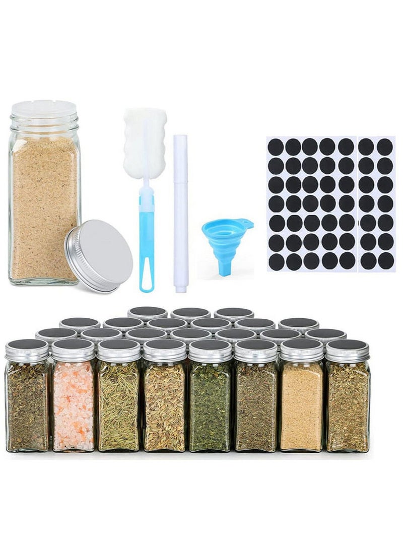 24 Piece  Transparent Glass Seasoning Bottles, Classified And Stored For Various Spices, Simple And Clear