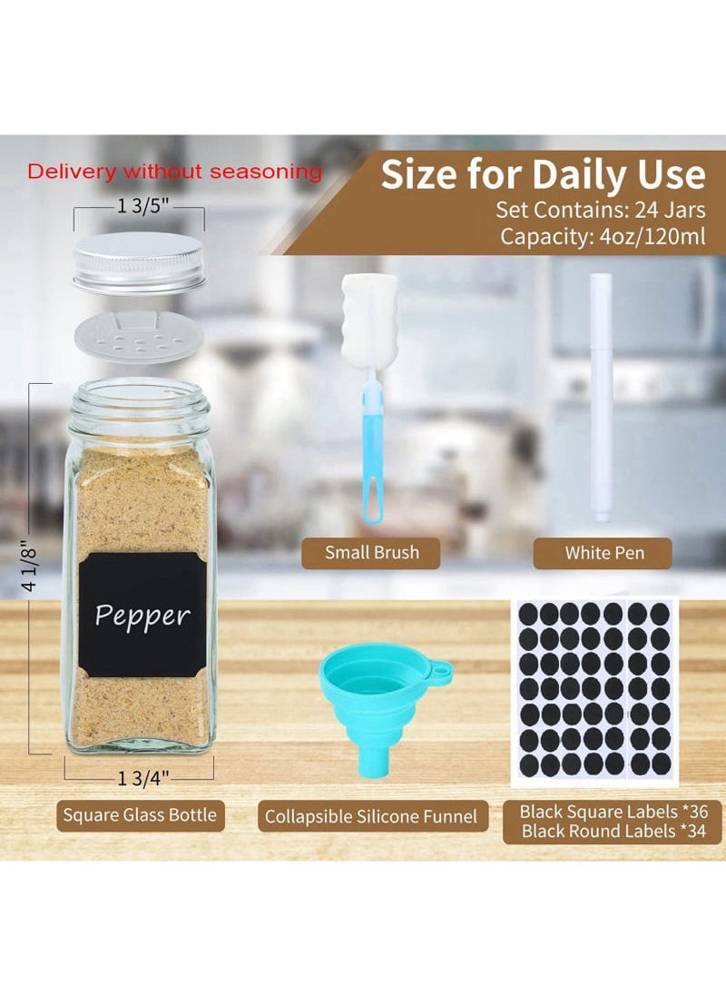 24 Piece  Transparent Glass Seasoning Bottles, Classified And Stored For Various Spices, Simple And Clear