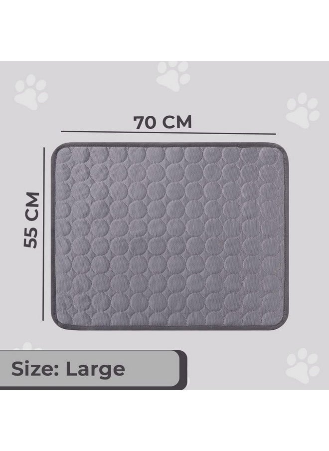 Rectangular Dog & Cat Bed|Premium Cool Ice Silk With Polyester With Bottom Mesh|Multi-Utility Self-Cooling Pad For Dog & Cat|Light-Weight & Durable Dog Bed|Zqcj001Dg-Xl|Dark Grey