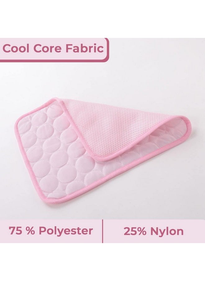 Rectangular Dog & Cat Bed|Premium Cool Ice Silk With Polyester With Bottom Mesh|Multi-Utility Self-Cooling Pad For Dog & Cat|Light-Weight & Durable Dog Bed|Zqcj001P-M|Pink