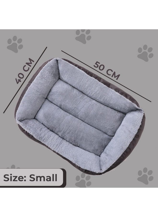 Dog & Cat Bed|Polyester Face With Cotton & Polyester Filling|Comfortable And Durable|Rectangle Pet Bed For Enhanced Stretching Space|Machine Wash|Qy036Br-S|Brown