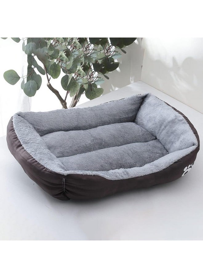 Dog & Cat Bed|Polyester Face With Cotton & Polyester Filling|Comfortable And Durable|Rectangle Pet Bed For Enhanced Stretching Space|Machine Wash|Qy036Br-S|Brown