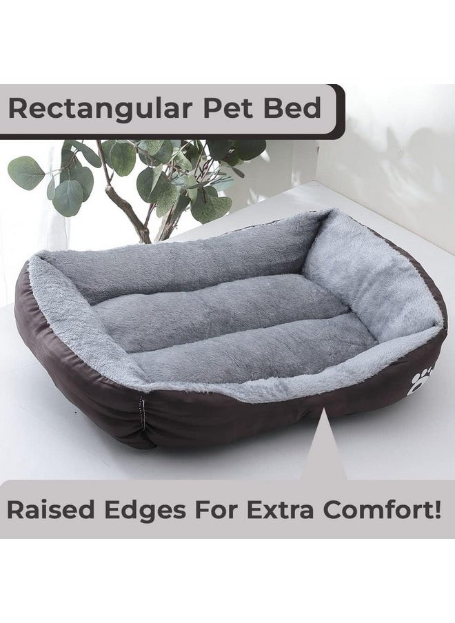 Dog & Cat Bed|Polyester Face With Cotton & Polyester Filling|Comfortable And Durable|Rectangle Pet Bed For Enhanced Stretching Space|Machine Wash|Qy036Br-S|Brown