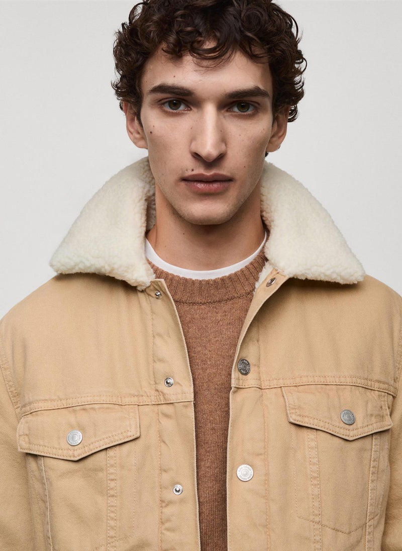 Sheepskin Collar Denim Jacket