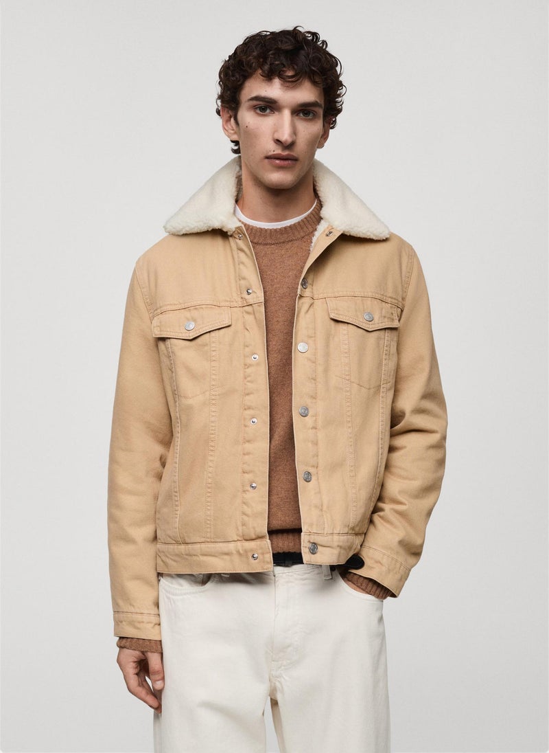 Sheepskin Collar Denim Jacket