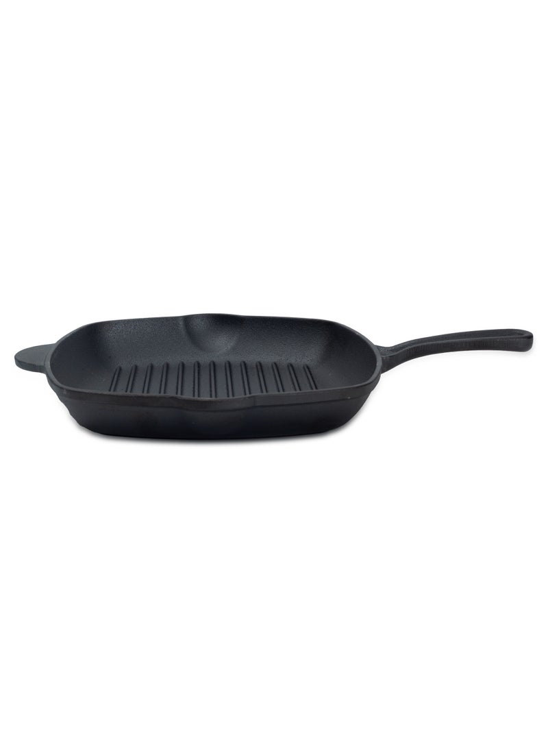 HOMEWAY Cast Iron Grill Pan 27cm - Durable, Nonstick, and Versatile Cookware