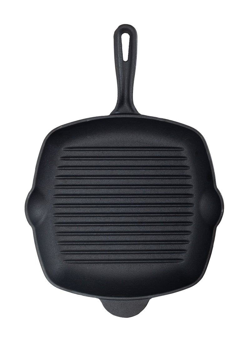 HOMEWAY Cast Iron Grill Pan 27cm - Durable, Nonstick, and Versatile Cookware