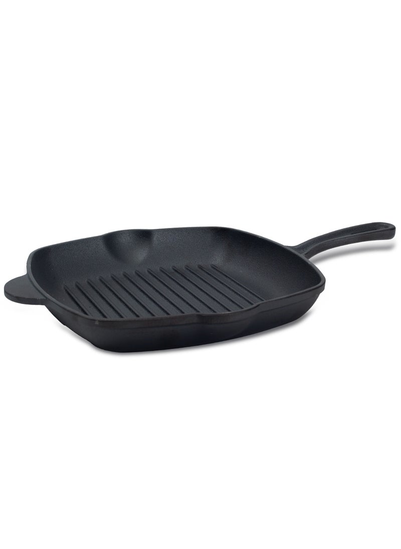 HOMEWAY Cast Iron Grill Pan 27cm - Durable, Nonstick, and Versatile Cookware