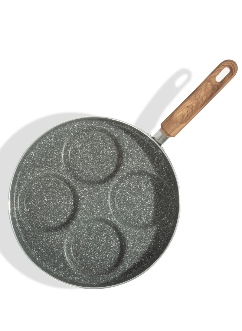 HOMEWAY Marble 4-Circle Pancake Pan 26CM – Nonstick, Induction Compatible, Multi-Section Pancake Griddle