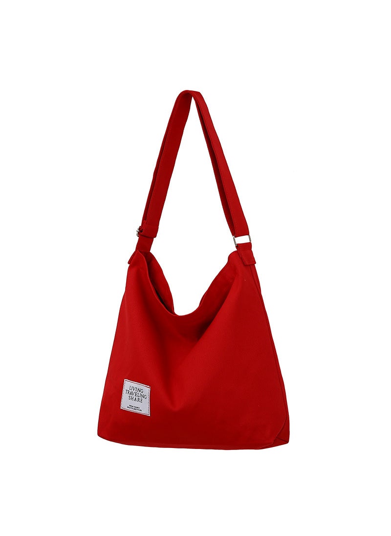 Korean Artistic Canvas Bag Large Capacity RetroRed Red