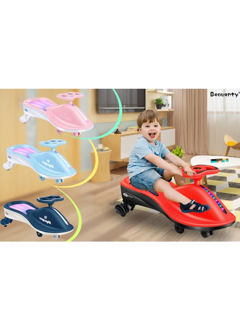 Free Swing Car for Kids, LED Light-up Wiggle Car with Music for Indoor Outdoor Play 1-3-6 Years Old Kids Gift