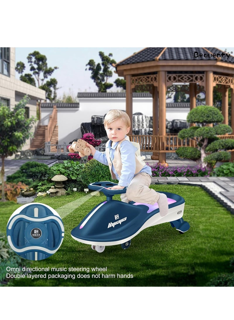 Free Swing Car for Kids, LED Light-up Wiggle Car with Music for Indoor Outdoor Play 1-3-6 Years Old Kids Gift