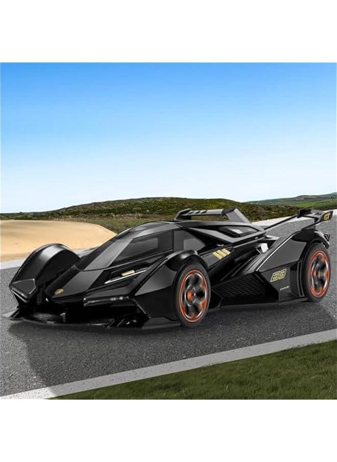 Toy Cars for Boys Age 4-7 8-12 Lambo V12 Race Car Toy with Light and Sound 1:22 Diecast Metal Model Cars for Kids Pull Back Sport Car Gift Toys for 3+ Year Old Boys (Black)