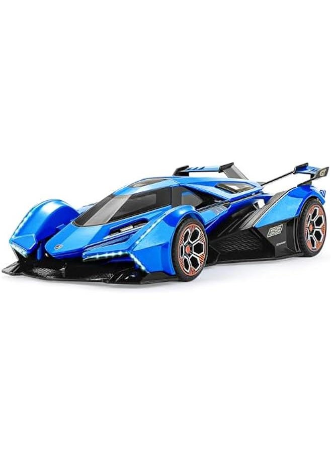 Toy Cars for Boys Age 4-7 8-12 Lambo V12 Race Car Toy with Light and Sound 1:22 Diecast Metal Model Cars for Kids Pull Back Sport Car Gift Toys for 3+ Year Old Boys (Navy Blue)