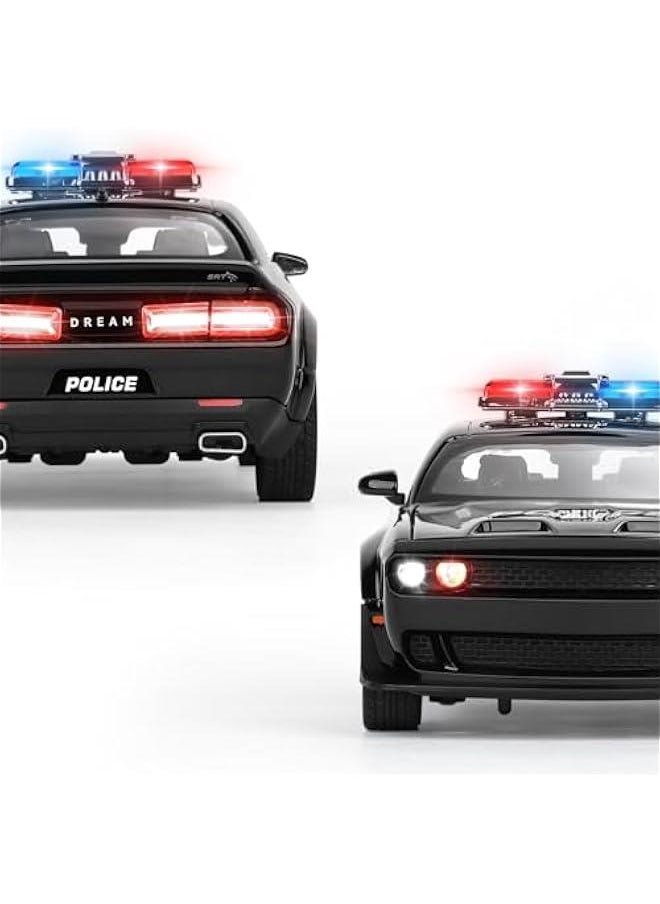 Police Car Toys for Boys Age 3-12 1:22 Dodge Challenger Hellcat Toy Cars Diecast Metal Car Model with Light & Sound Collectable Muscle Cars for Kids 3+ Year Olds