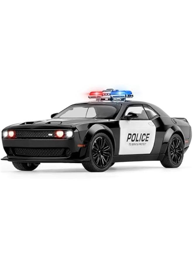 Police Car Toys for Boys Age 3-12 1:22 Dodge Challenger Hellcat Toy Cars Diecast Metal Car Model with Light & Sound Collectable Muscle Cars for Kids 3+ Year Olds