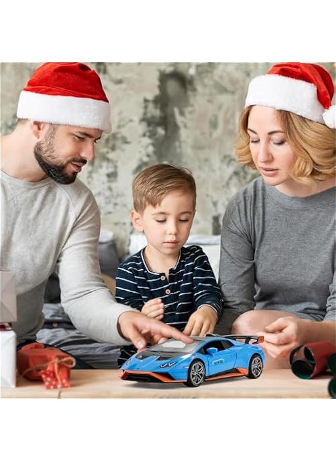 Lambo Toy Cars for Boys Age 3-12 Huracan STO Race Car Toys with Light and Sound 1:24 Diecast Metal Model Cars Pull Back Sport Cars for 3+ Year Old Kids