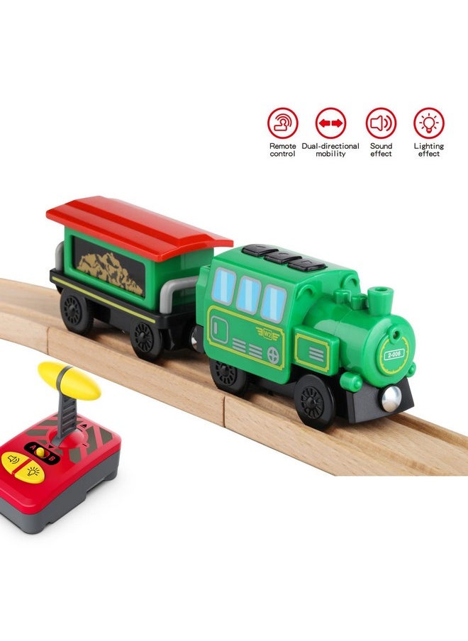 Wooden Train Accessories Battery Operated Locomotive Train Remote Control Train For Track Set Powerful Engine Train Vehicles Fit All Major Brands Track Railway System (Battery Not Included)