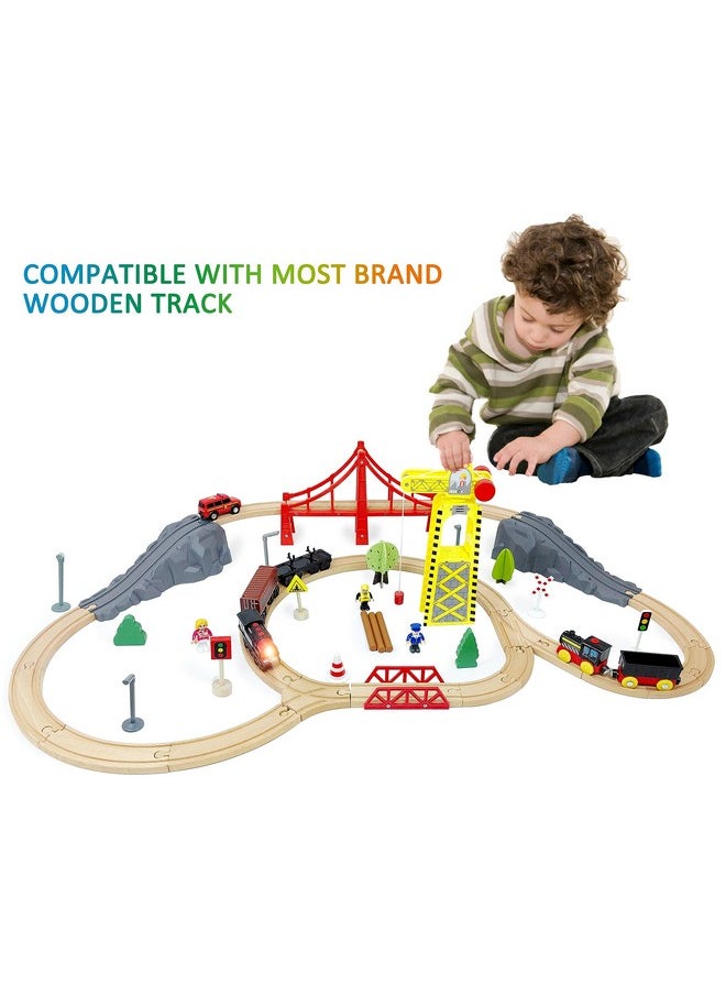 Motorized Train For Wooden Track, 3Pcs Train Toy Set For 3 4 5+Years Old Boy Girl Toddlers, Battery Powered Train Compatible With Thomas & Friends, Brio And Chuggington