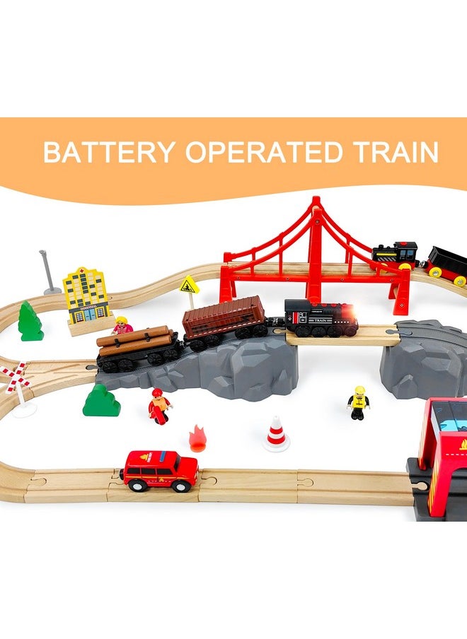 Motorized Train For Wooden Track, 3Pcs Train Toy Set For 3 4 5+Years Old Boy Girl Toddlers, Battery Powered Train Compatible With Thomas & Friends, Brio And Chuggington