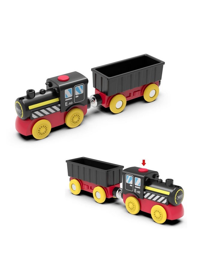 Battery Operated Locomotive Train, Magnetic Train Toy For Wooden Tracks, Motorized Train Compatible With Thomas, Brio, Chuggington, Melissa & Doug