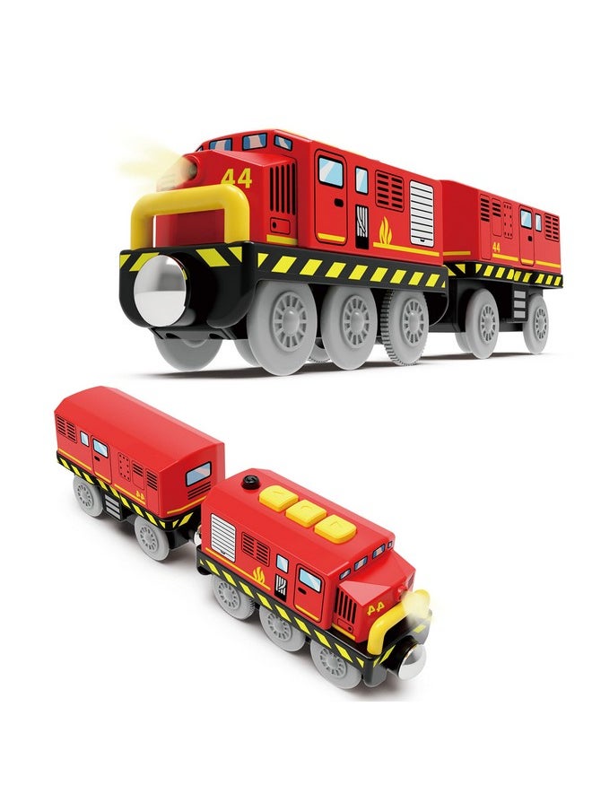 Train Toys Battery Operated Locomotive Train For Wooden Track, Motorized Train For Toddlers With Magnetic Connection, Compatible With Thomas, Brio, Chuggington, Melissa And Doug