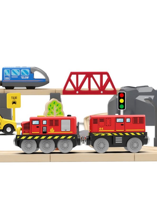 Train Toys Battery Operated Locomotive Train For Wooden Track, Motorized Train For Toddlers With Magnetic Connection, Compatible With Thomas, Brio, Chuggington, Melissa And Doug