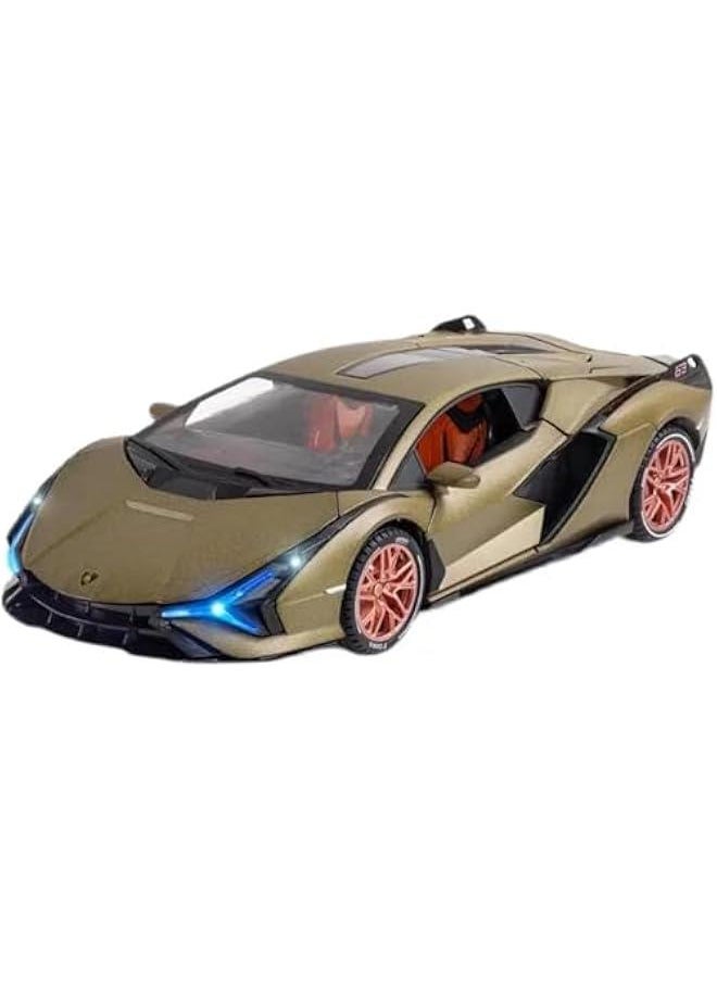 Toy Cars Lambo Sian Metal FKP3 Model Car with Light and Sound Pull Back Car Toys for 3+ Year Old Boys (Green-1 24)