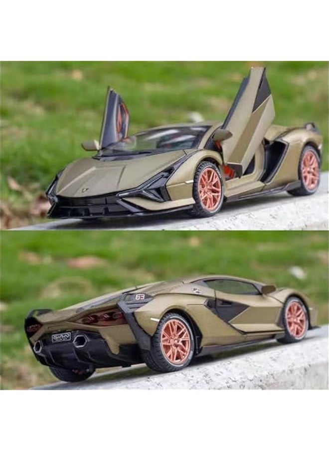 Toy Cars Lambo Sian Metal FKP3 Model Car with Light and Sound Pull Back Car Toys for 3+ Year Old Boys (Green-1 24)