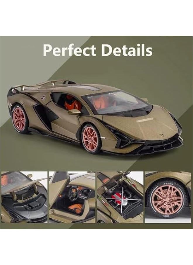 Toy Cars Lambo Sian Metal FKP3 Model Car with Light and Sound Pull Back Car Toys for 3+ Year Old Boys (Green-1 24)