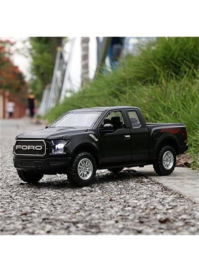 F150 Pickup Truck Toys for Boys Age 3-8 Raptor Toy Trucks for Boy Ages 4-7 Diecast Metal Model Truck with Light and Sound Pull Back Toy Cars Gifts for 3+ Year Old Kids (Black)