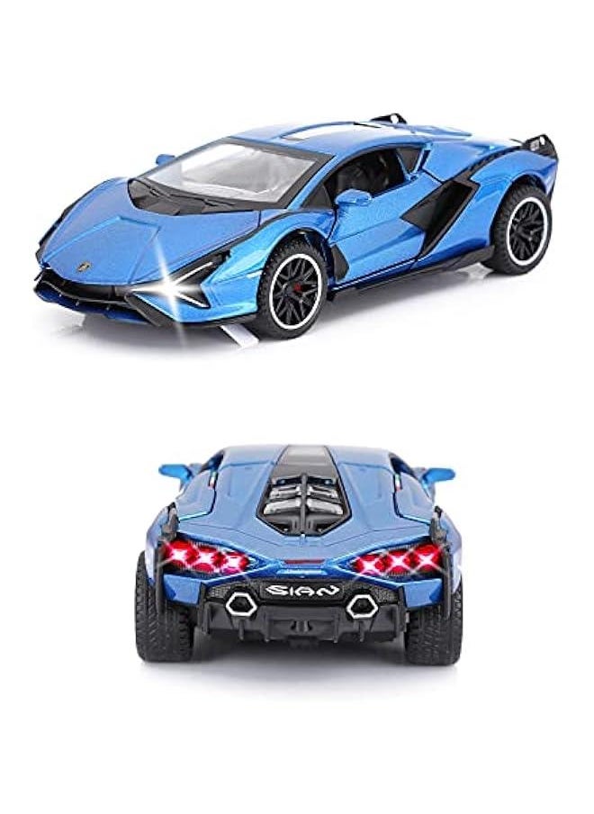 Toy Cars Lambo Sian FKP3 Metal Model Car with Light and Sound Pull Back Toy Car for Boys Age 3 + Year Old (Blue)