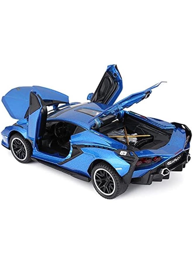 Toy Cars Lambo Sian FKP3 Metal Model Car with Light and Sound Pull Back Toy Car for Boys Age 3 + Year Old (Blue)