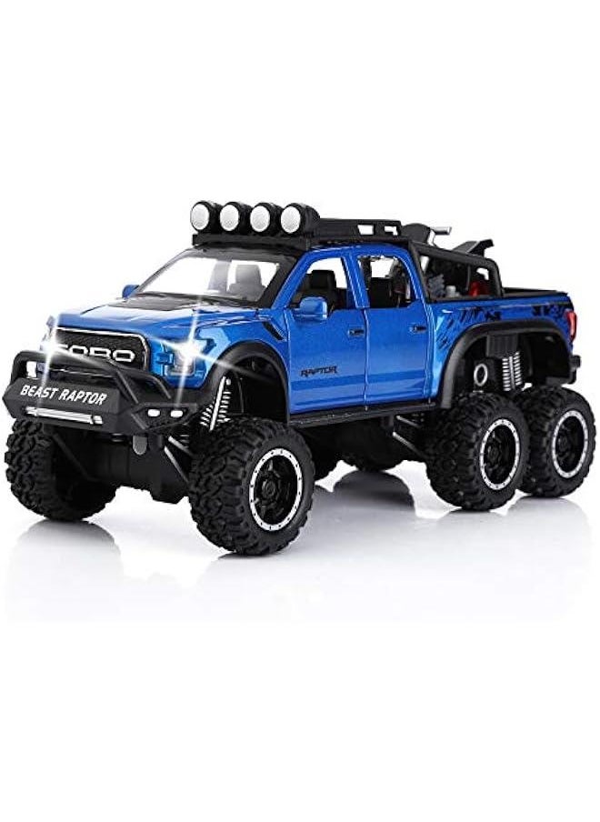 Toy Pickup Trucks for Boys F150 Raptor Diecast Metal Model Car with Sound and Light for Kids Age 3 Year and up Blue