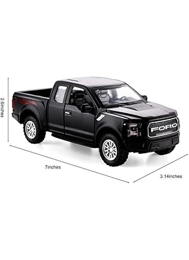 F150 Pickup Truck Toys for Boys Age 3-8 Raptor Toy Trucks for Boy Ages 4-7 Diecast Metal Model Truck with Light and Sound Pull Back Toy Cars Gifts for 3+ Year Old Kids (Black)