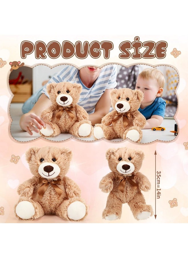 10 Pcs Bears Stuffed Animal Bulk Plush Bears Set With Ribbon Bows Cute Stuffed Animals Soft Plush Toy For Baby Shower Valentines Birthday Christmas Party Favors Decorations(Light Brown)