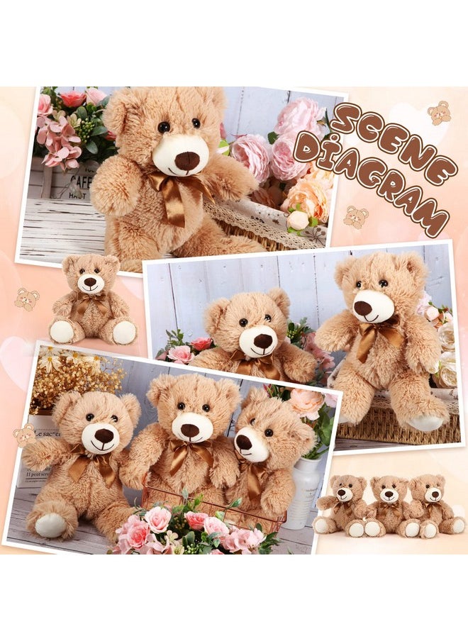 10 Pcs Bears Stuffed Animal Bulk Plush Bears Set With Ribbon Bows Cute Stuffed Animals Soft Plush Toy For Baby Shower Valentines Birthday Christmas Party Favors Decorations(Light Brown)