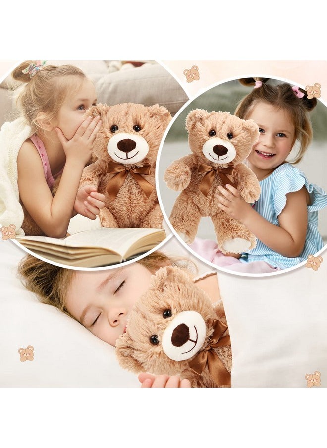 10 Pcs Bears Stuffed Animal Bulk Plush Bears Set With Ribbon Bows Cute Stuffed Animals Soft Plush Toy For Baby Shower Valentines Birthday Christmas Party Favors Decorations(Light Brown)