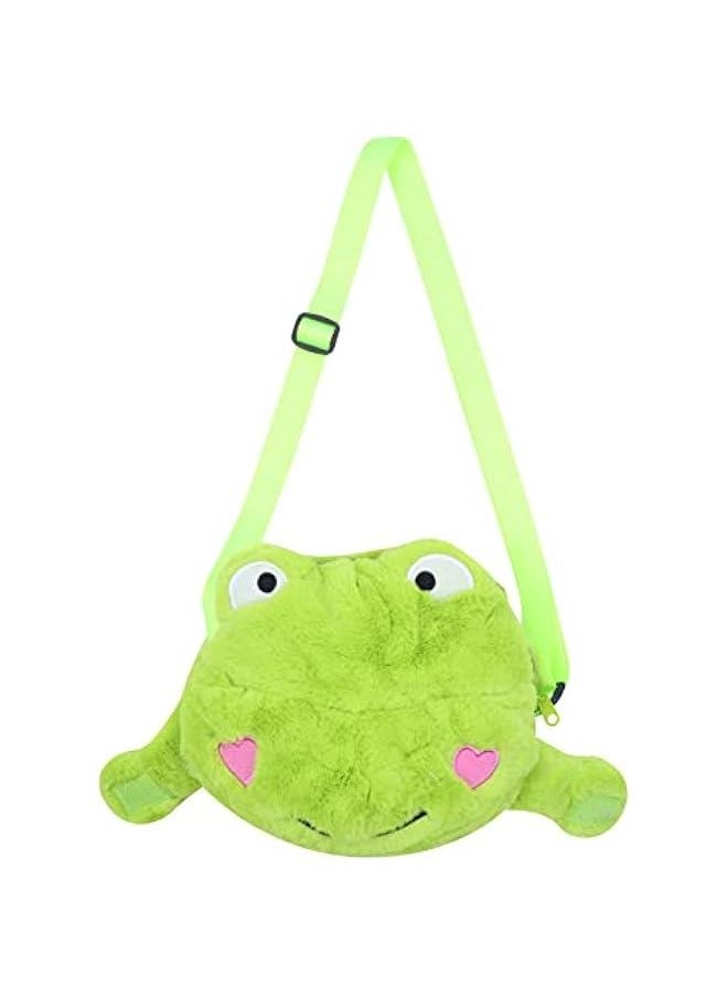 Cute Frog Plush Crossbody Bag Novelty Frog Purse Soft Stuffed Animal Fluffy Tote Bag Gifts for Women Girls Boys,Green2#