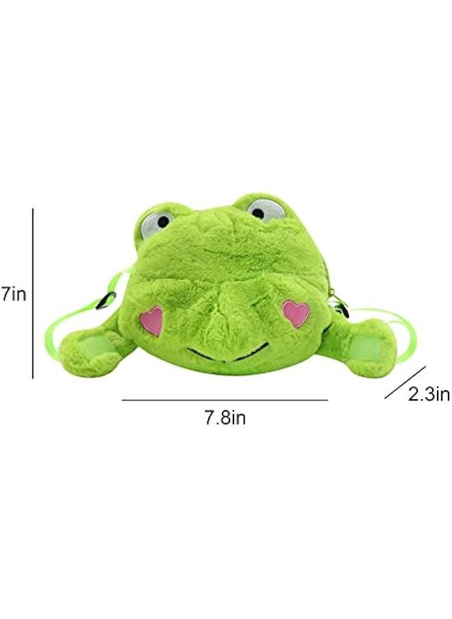 Cute Frog Plush Crossbody Bag Novelty Frog Purse Soft Stuffed Animal Fluffy Tote Bag Gifts for Women Girls Boys,Green2#