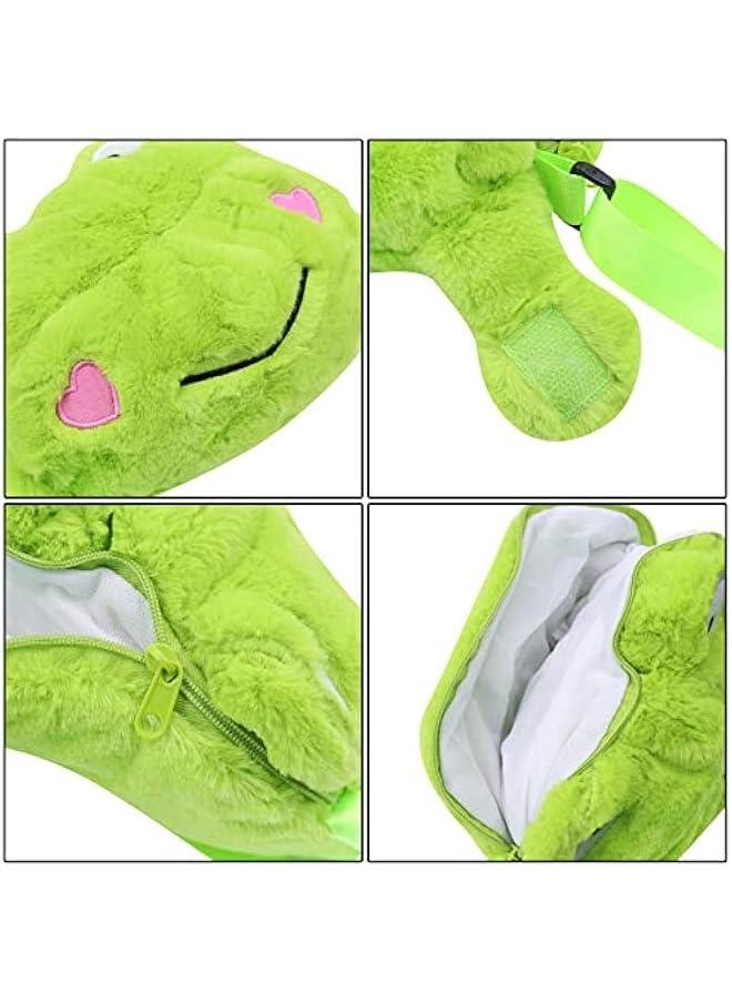 Cute Frog Plush Crossbody Bag Novelty Frog Purse Soft Stuffed Animal Fluffy Tote Bag Gifts for Women Girls Boys,Green2#